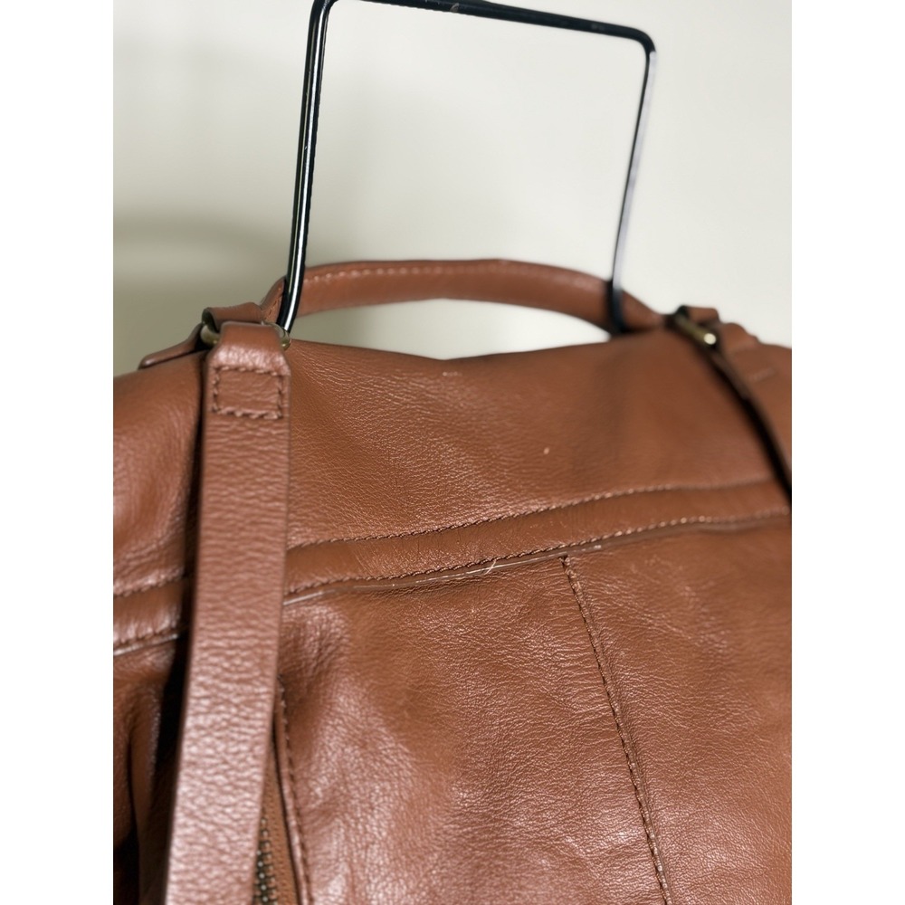Lucky Brand Leather Brown Cognac Backpack Gold Studded Adjustable‎ Straps - Picture 10 of 16